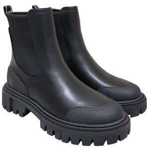 Calvin Klein Women Remola Chunky Lug Sole Chelsea Boots Size US 6.5M Black